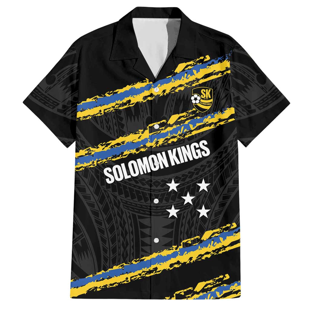 Kings Solomon Islands Football Custom Hawaiian Shirt Come On Solomons Polynesian Grunge Style LT14 Black - Polynesian Pride