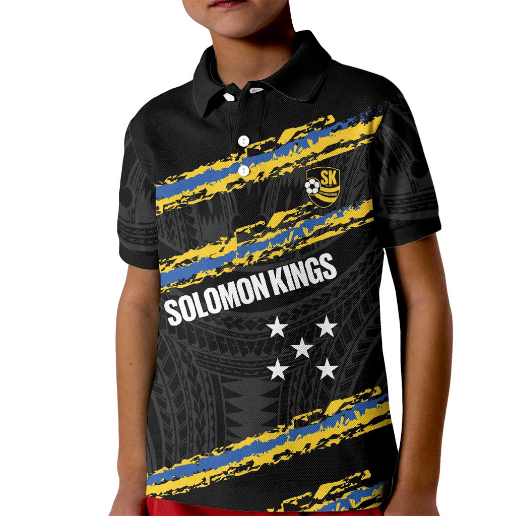 Kings Solomon Islands Football Custom Kid Polo Shirt Come On Solomons Polynesian Grunge Style