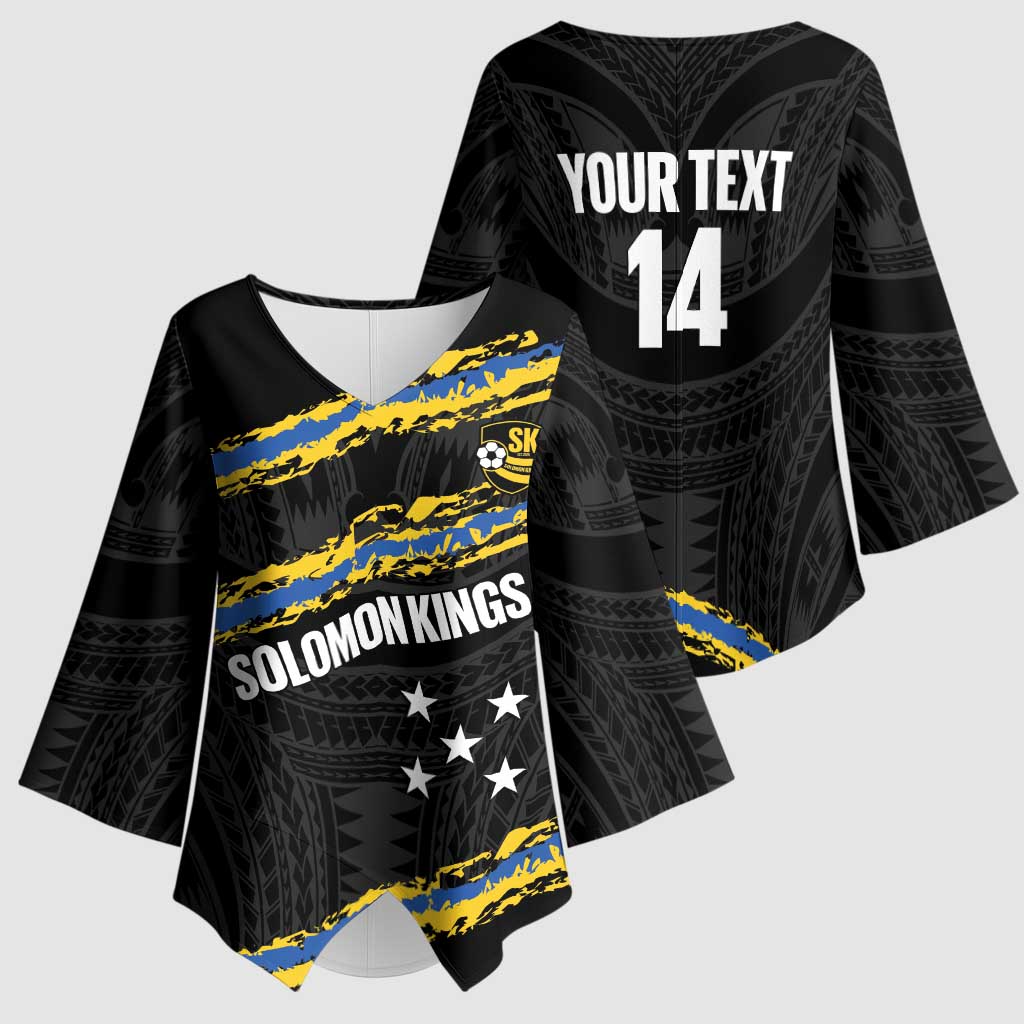 Kings Solomon Islands Football Custom Kimono Sleeve Blouse Come On Solomons Polynesian Grunge Style LT14 - Polynesian Pride
