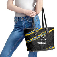 Kings Solomon Islands Football Custom Leather Tote Bag Come On Solomons Polynesian Grunge Style LT14 - Polynesian Pride