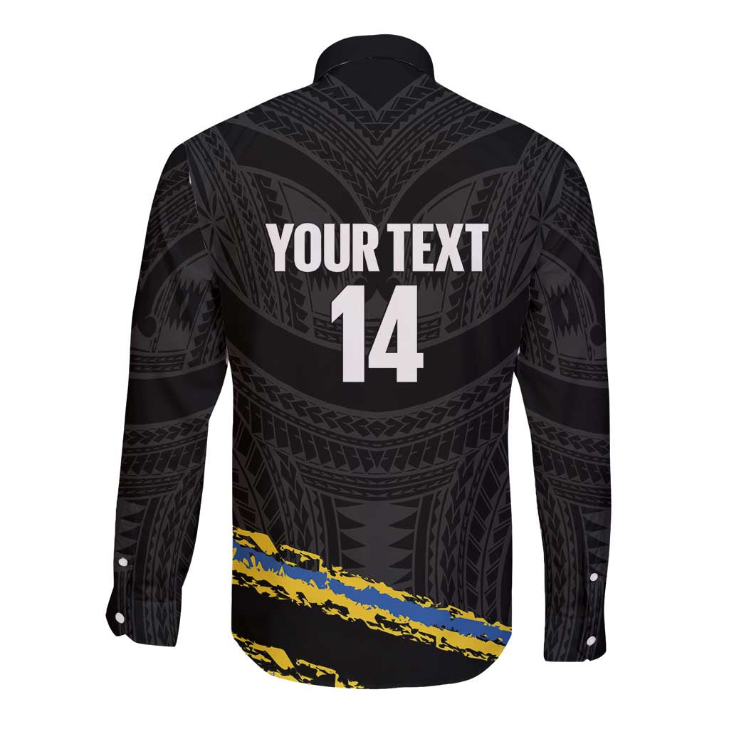 Kings Solomon Islands Football Custom Long Sleeve Button Shirt Come On Solomons Polynesian Grunge Style LT14 - Polynesian Pride