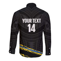 Kings Solomon Islands Football Custom Long Sleeve Button Shirt Come On Solomons Polynesian Grunge Style LT14 - Polynesian Pride
