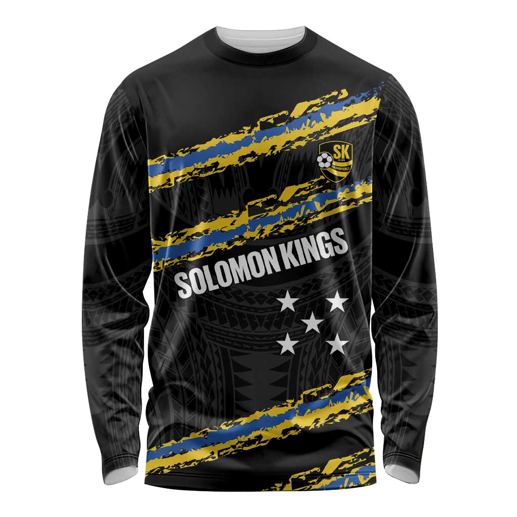 Kings Solomon Islands Football Custom Long Sleeve Shirt Come On Solomons Polynesian Grunge Style