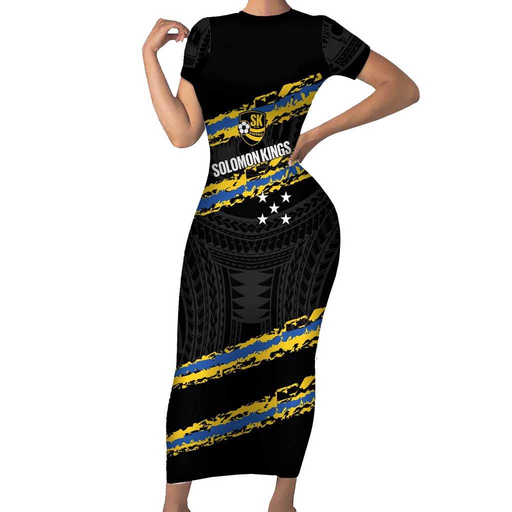 Kings Solomon Islands Football Custom Short Sleeve Bodycon Dress Come On Solomons Polynesian Grunge Style