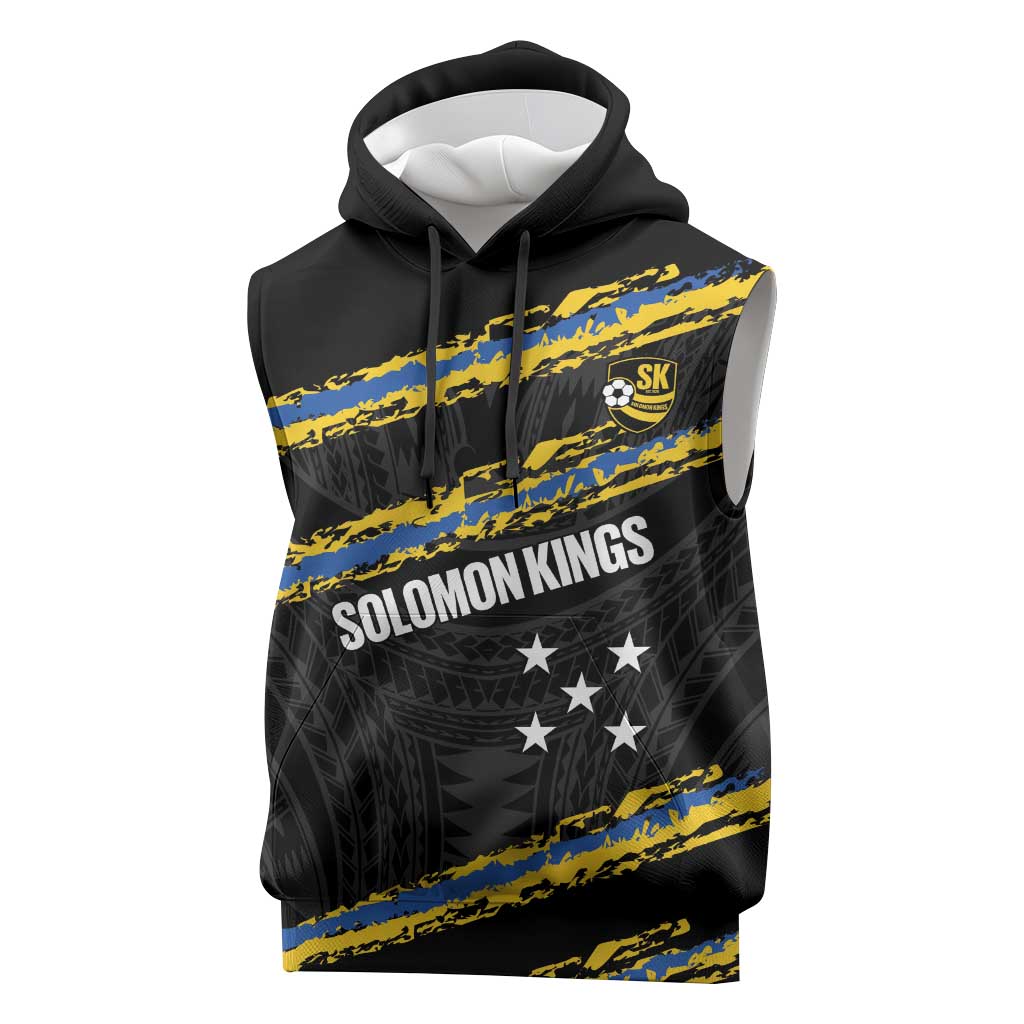 Kings Solomon Islands Football Custom Sleeveless Hoodie Come On Solomons Polynesian Grunge Style