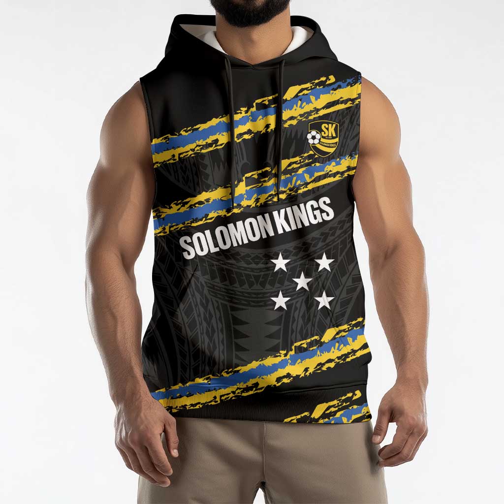 Kings Solomon Islands Football Custom Sleeveless Hoodie Come On Solomons Polynesian Grunge Style