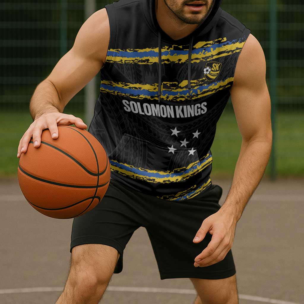 Kings Solomon Islands Football Custom Sleeveless Hoodie Come On Solomons Polynesian Grunge Style