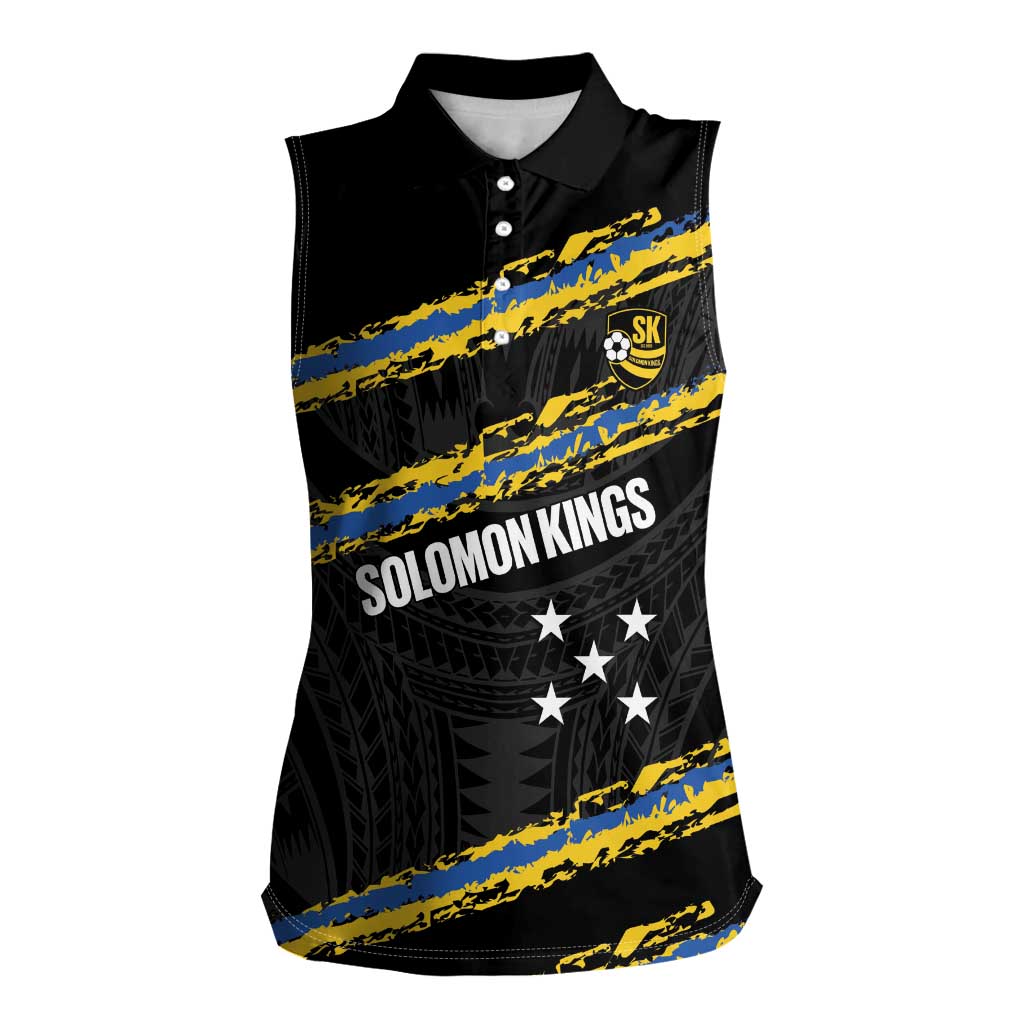 Kings Solomon Islands Football Custom Women Sleeveless Polo Shirt Come On Solomons Polynesian Grunge Style