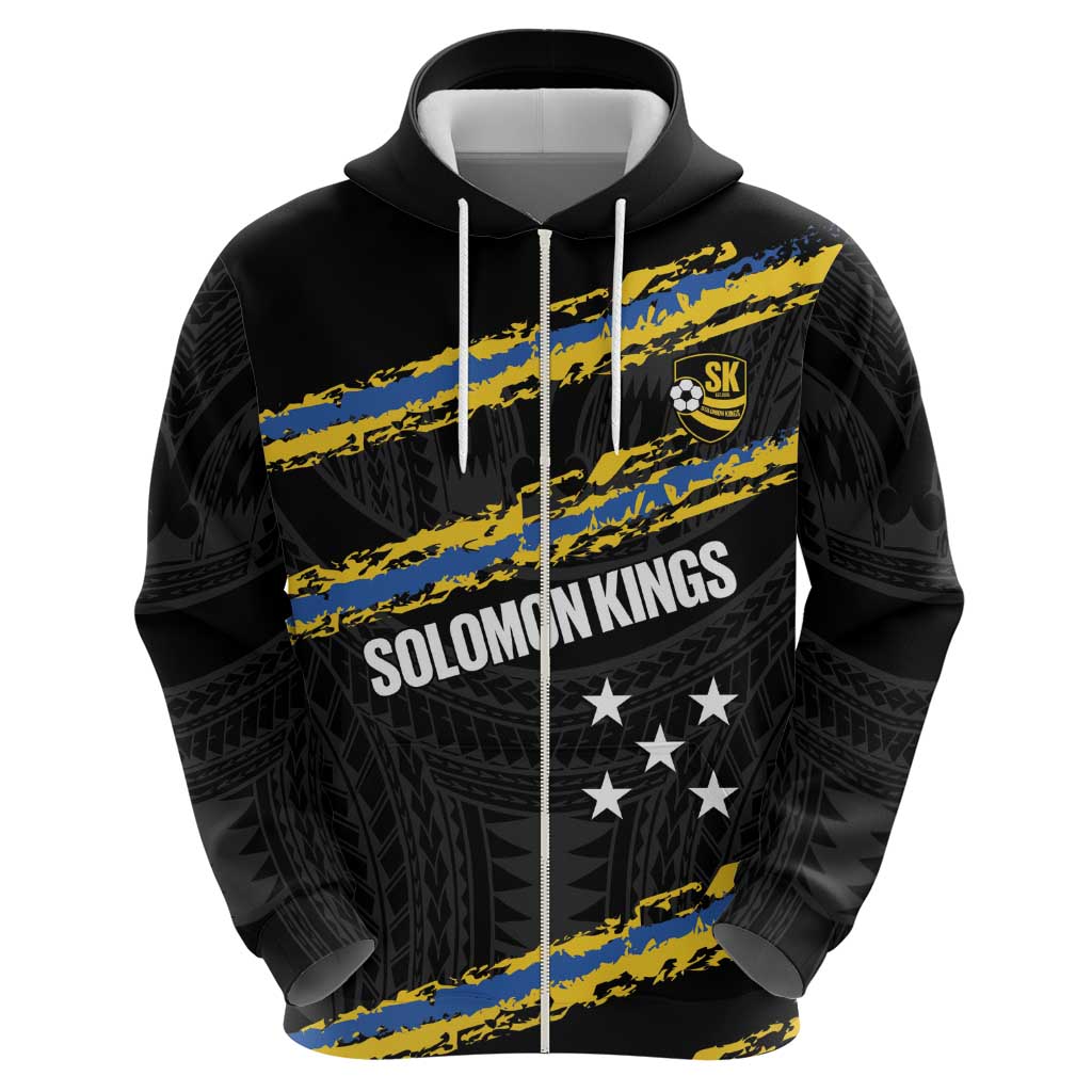 Kings Solomon Islands Football Custom Zip Hoodie Come On Solomons Polynesian Grunge Style LT14 - Polynesian Pride