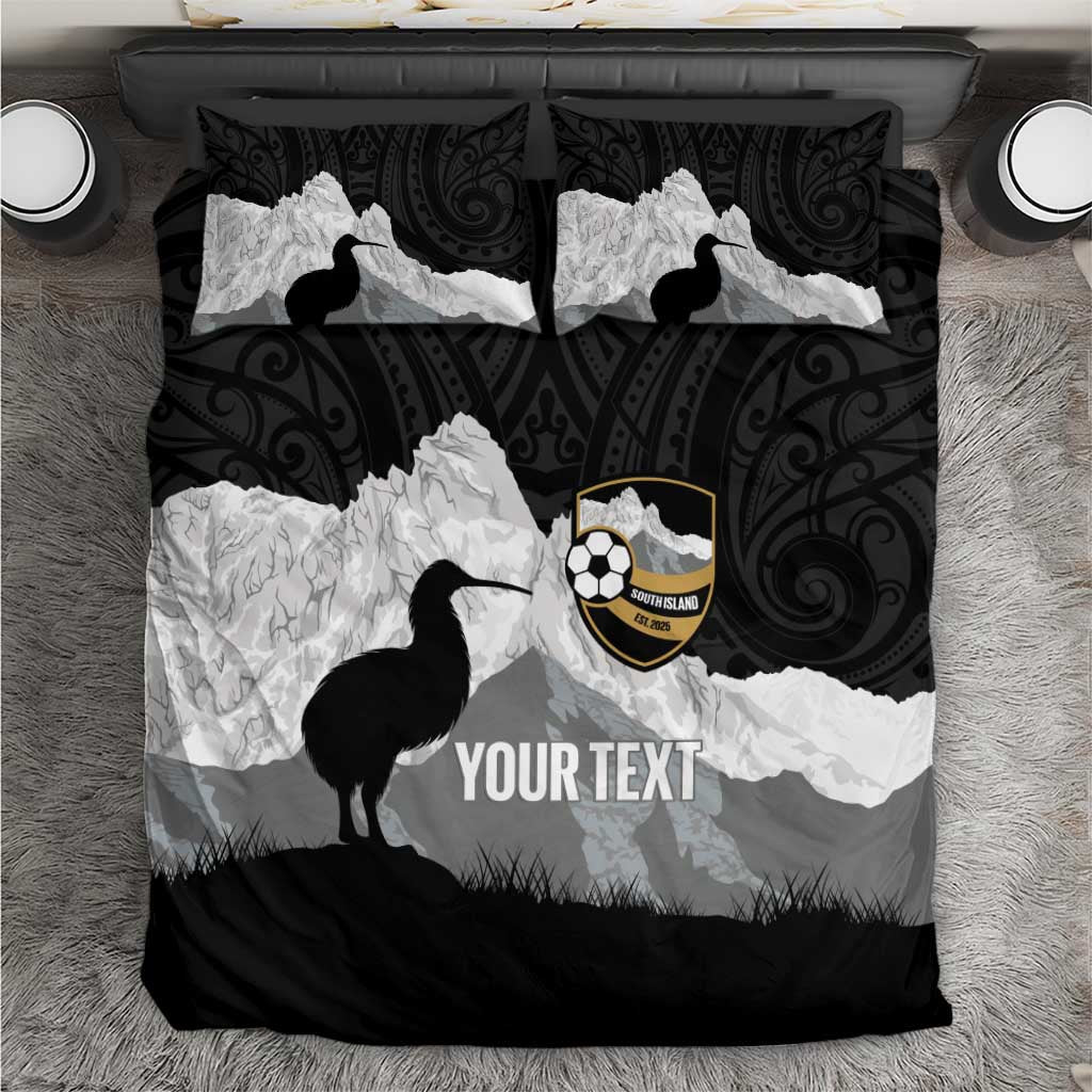 New Zealand South Island Football Custom Bedding Set Aoraki Mount Cook With Kiwi Maori Pattern