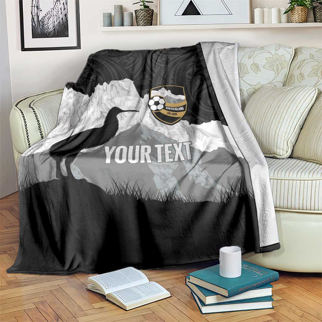 New Zealand South Island Football Custom Blanket Aoraki Mount Cook With Kiwi Maori Pattern