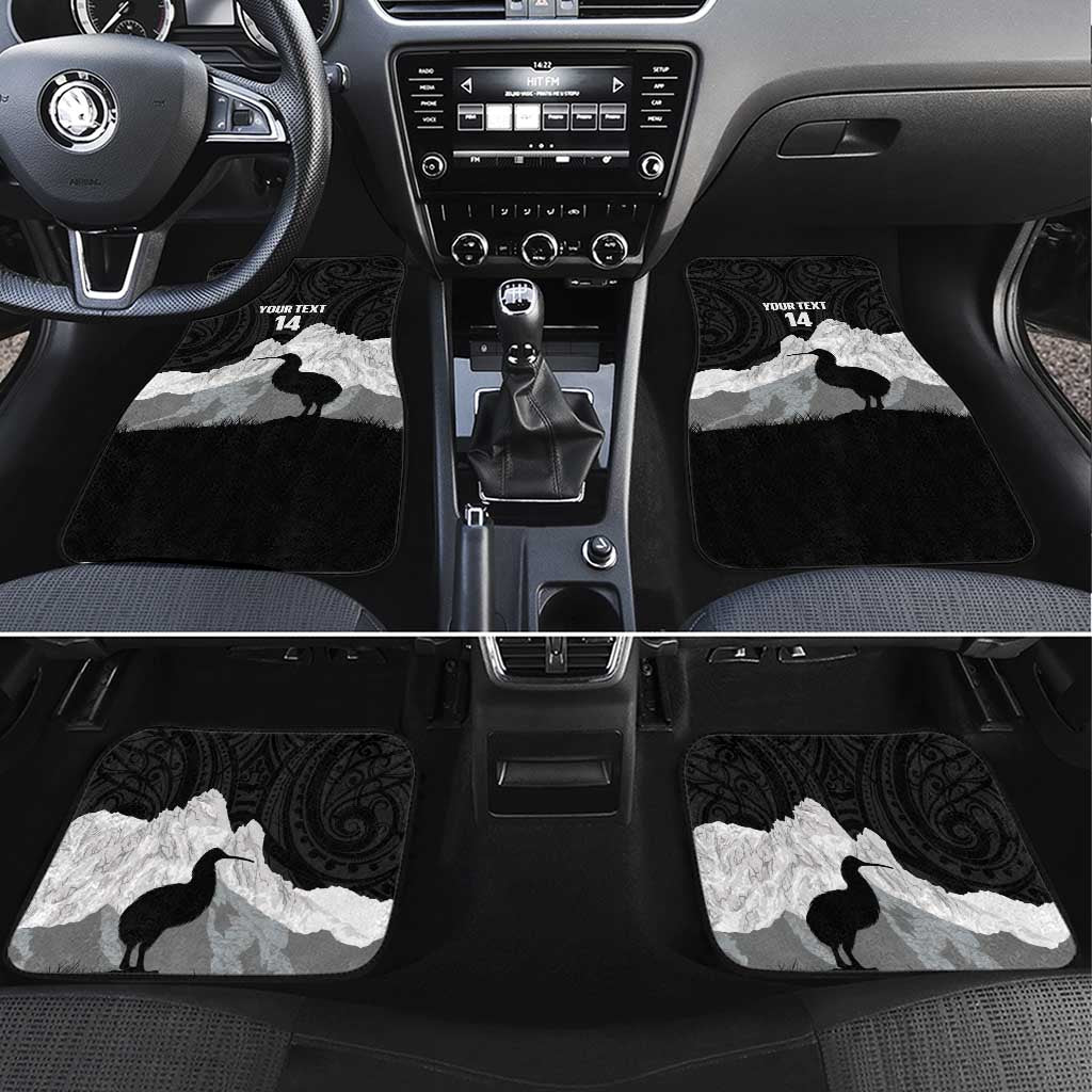 New Zealand South Island Football Custom Car Mats Aoraki Mount Cook With Kiwi Maori Pattern