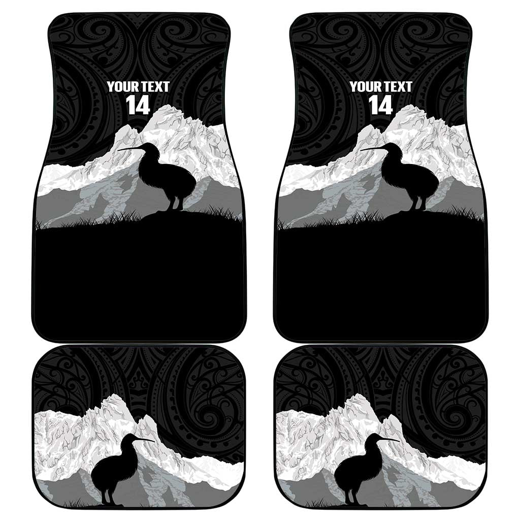 New Zealand South Island Football Custom Car Mats Aoraki Mount Cook With Kiwi Maori Pattern