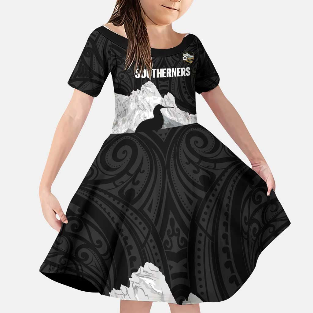 New Zealand South Island Football Custom Family Matching Off Shoulder Maxi Dress and Hawaiian Shirt Aoraki Mount Cook With Kiwi Maori Pattern