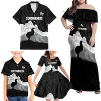 New Zealand South Island Football Custom Family Matching Off Shoulder Maxi Dress and Hawaiian Shirt Aoraki Mount Cook With Kiwi Maori Pattern