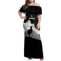 New Zealand South Island Football Custom Family Matching Off Shoulder Maxi Dress and Hawaiian Shirt Aoraki Mount Cook With Kiwi Maori Pattern