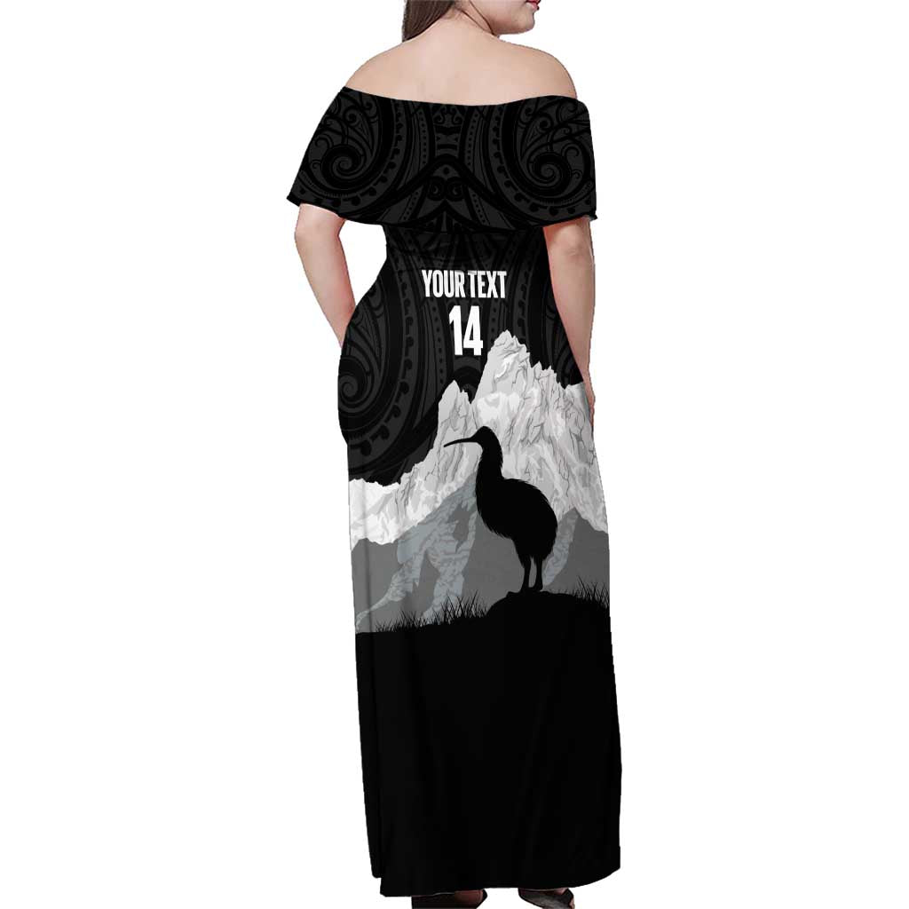 New Zealand South Island Football Custom Family Matching Off Shoulder Maxi Dress and Hawaiian Shirt Aoraki Mount Cook With Kiwi Maori Pattern