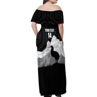 New Zealand South Island Football Custom Family Matching Off Shoulder Maxi Dress and Hawaiian Shirt Aoraki Mount Cook With Kiwi Maori Pattern