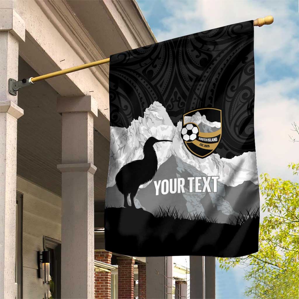 New Zealand South Island Football Custom Garden Flag Aoraki Mount Cook With Kiwi Maori Pattern