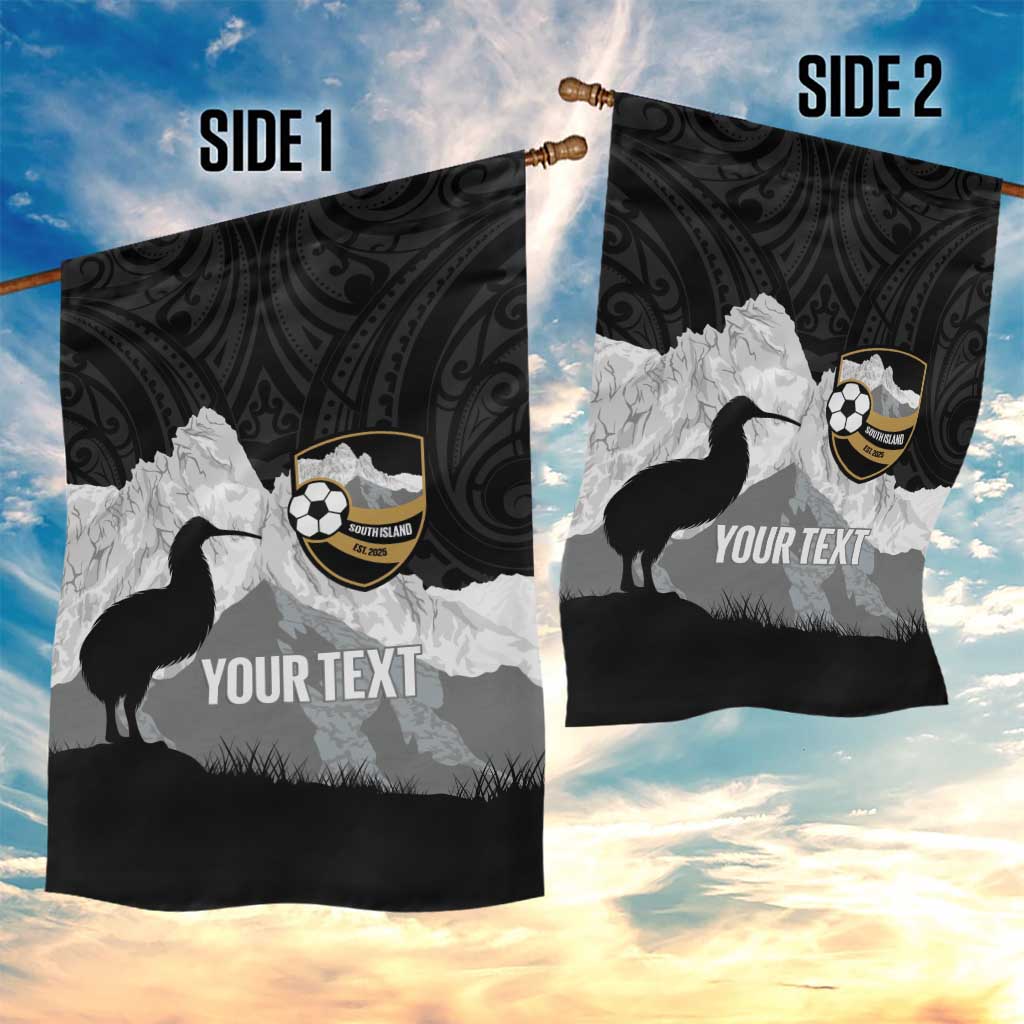 New Zealand South Island Football Custom Garden Flag Aoraki Mount Cook With Kiwi Maori Pattern