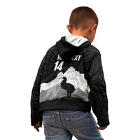New Zealand South Island Football Custom Kid Hoodie Aoraki Mount Cook With Kiwi Maori Pattern