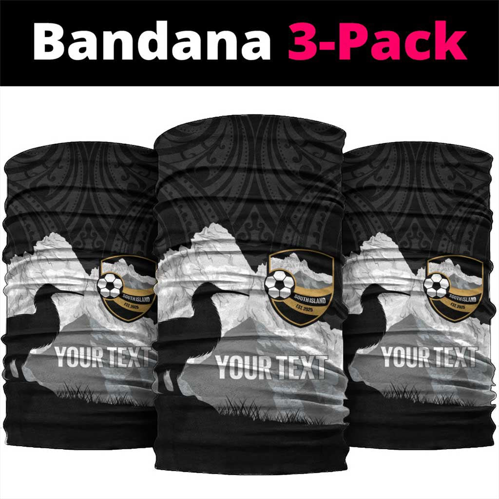 New Zealand South Island Football Custom Neck Gaiter Aoraki Mount Cook With Kiwi Maori Pattern