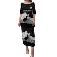 New Zealand South Island Football Custom Puletasi Aoraki Mount Cook With Kiwi Maori Pattern LT14 Long Dress Black - Polynesian Pride