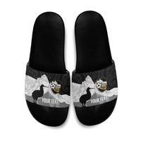 New Zealand South Island Football Custom Slide Sandals Aoraki Mount Cook With Kiwi Maori Pattern