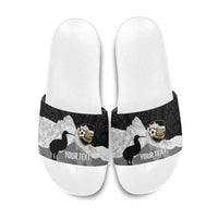 New Zealand South Island Football Custom Slide Sandals Aoraki Mount Cook With Kiwi Maori Pattern