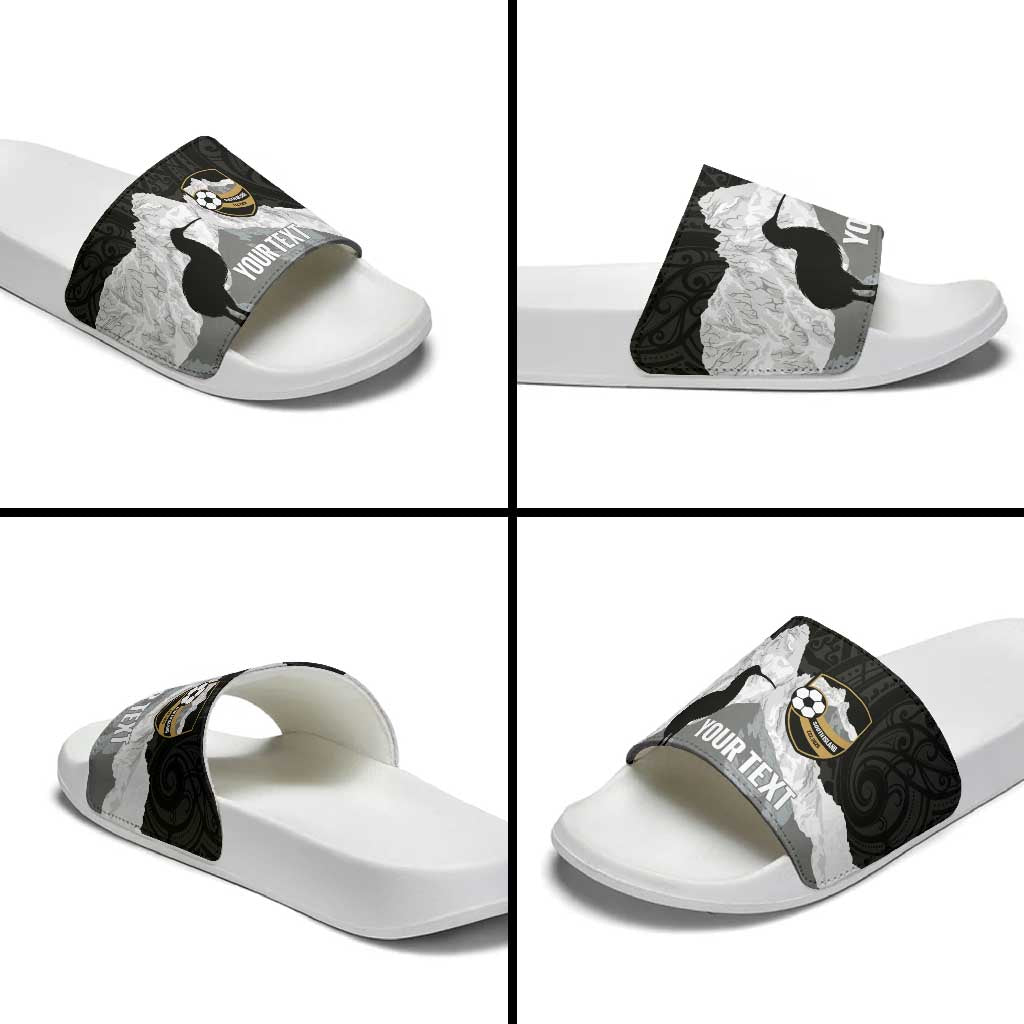 New Zealand South Island Football Custom Slide Sandals Aoraki Mount Cook With Kiwi Maori Pattern