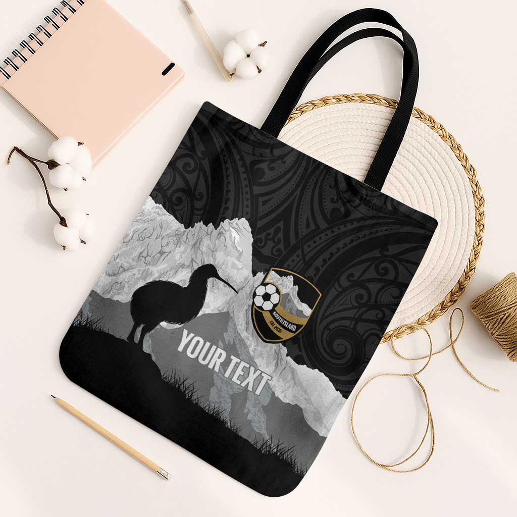 New Zealand South Island Football Custom Tote Bag Aoraki Mount Cook With Kiwi Maori Pattern