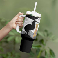 New Zealand South Island Football Custom Tumbler With Handle Aoraki Mount Cook With Kiwi Maori Pattern