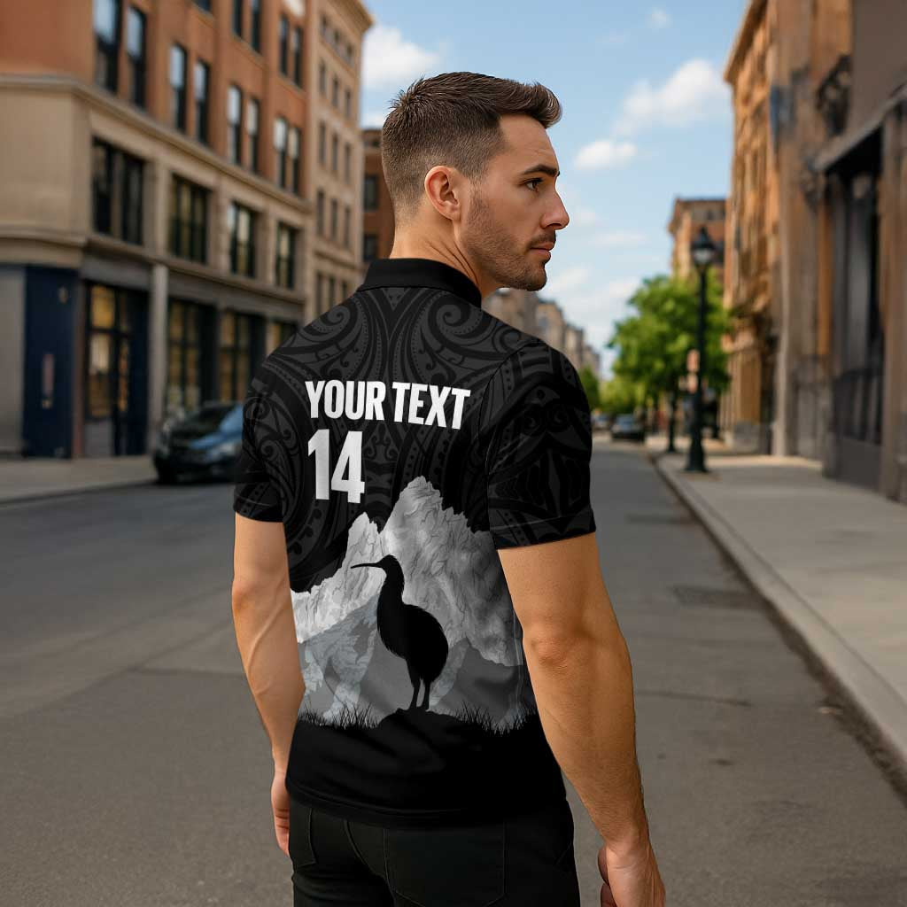 New Zealand South Island Football Custom Zipper Polo Shirt Aoraki Mount Cook With Kiwi Maori Pattern