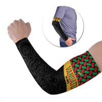 Vanuatu Football Custom Arm Sleeves Go Chiefs Basket-weave Pattern LT14 Set of 2 Black - Polynesian Pride
