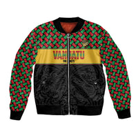 Vanuatu Football Custom Bomber Jacket Go Chiefs Basket-weave Pattern LT14 Unisex Black - Polynesian Pride
