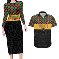 Vanuatu Football Custom Couples Matching Long Sleeve Bodycon Dress and Hawaiian Shirt Go Chiefs Basket-weave Pattern
