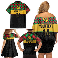 Vanuatu Football Custom Family Matching Off Shoulder Short Dress and Hawaiian Shirt Go Chiefs Basket-weave Pattern LT14 - Polynesian Pride