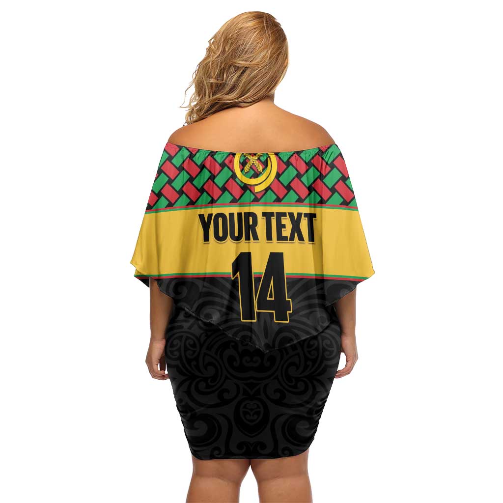 Vanuatu Football Custom Family Matching Off Shoulder Short Dress and Hawaiian Shirt Go Chiefs Basket-weave Pattern LT14 - Polynesian Pride