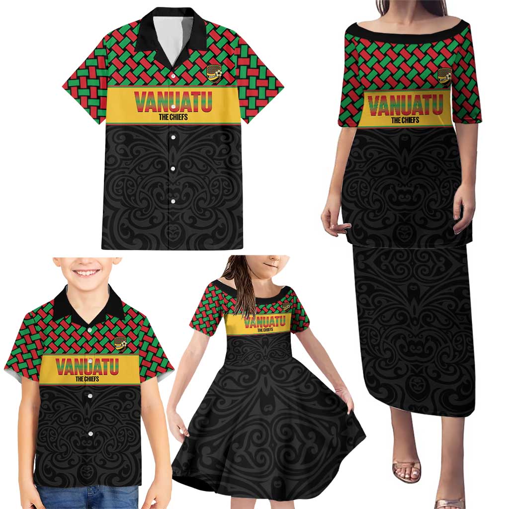 Vanuatu Football Custom Family Matching Puletasi and Hawaiian Shirt Go Chiefs Basket-weave Pattern LT14 - Polynesian Pride