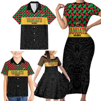 Vanuatu Football Custom Family Matching Short Sleeve Bodycon Dress and Hawaiian Shirt Go Chiefs Basket-weave Pattern