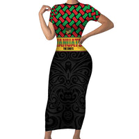 Vanuatu Football Custom Family Matching Short Sleeve Bodycon Dress and Hawaiian Shirt Go Chiefs Basket-weave Pattern