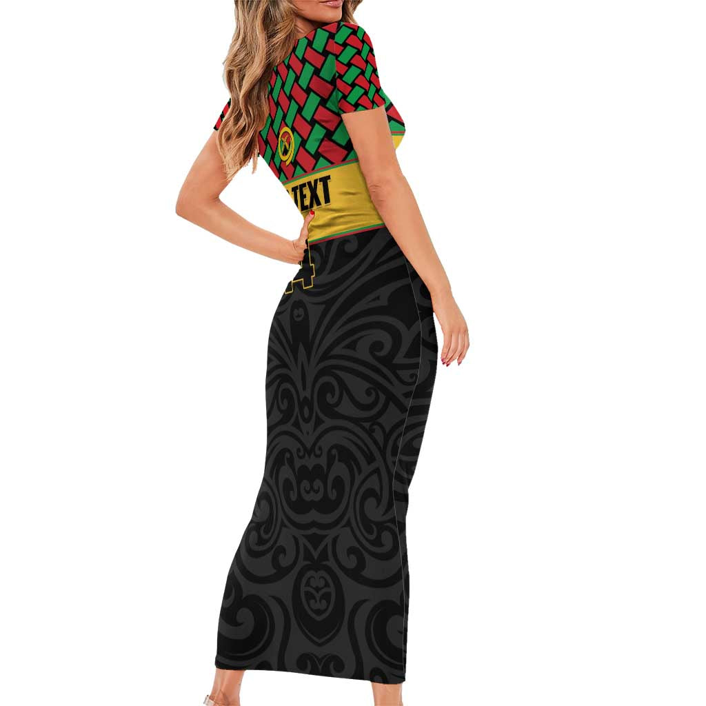 Vanuatu Football Custom Family Matching Short Sleeve Bodycon Dress and Hawaiian Shirt Go Chiefs Basket-weave Pattern