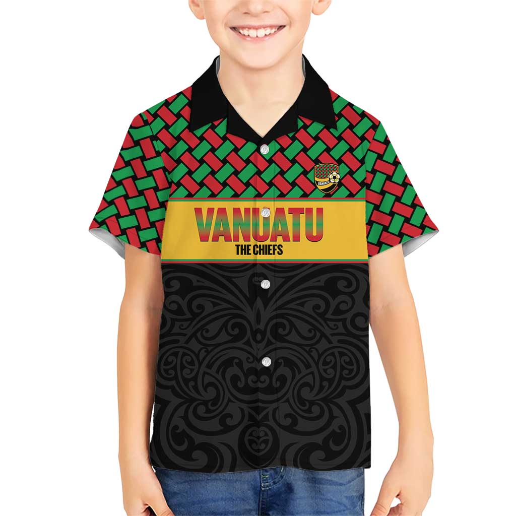 Vanuatu Football Custom Family Matching Short Sleeve Bodycon Dress and Hawaiian Shirt Go Chiefs Basket-weave Pattern