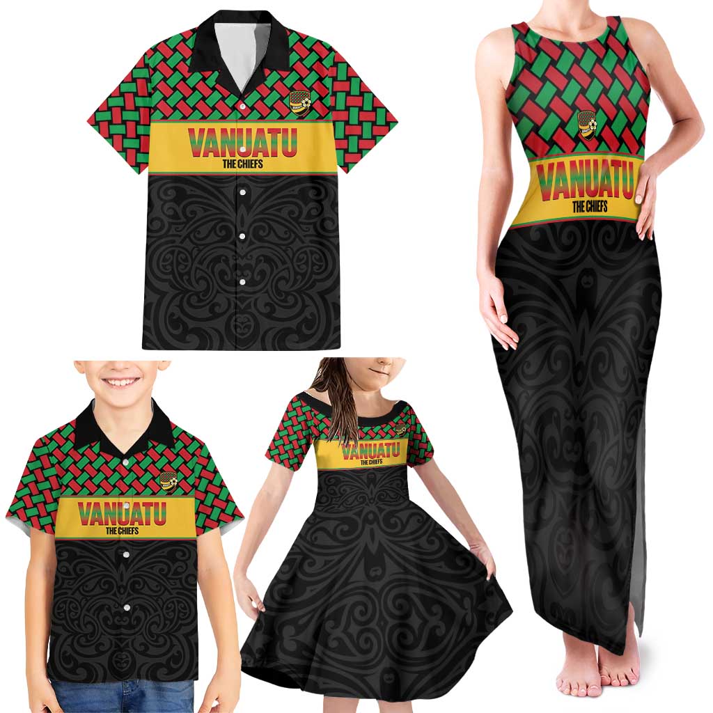 Vanuatu Football Custom Family Matching Tank Maxi Dress and Hawaiian Shirt Go Chiefs Basket-weave Pattern LT14 - Polynesian Pride
