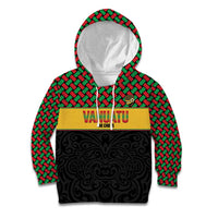 Vanuatu Football Custom Kid Hoodie Go Chiefs Basket-weave Pattern LT14 Hoodie Black - Polynesian Pride
