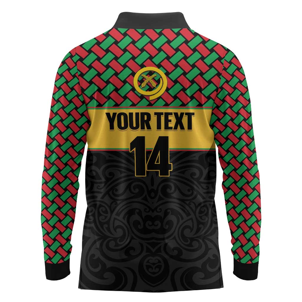 Vanuatu Football Custom Long Sleeve Polo Shirt Go Chiefs Basket-weave Pattern