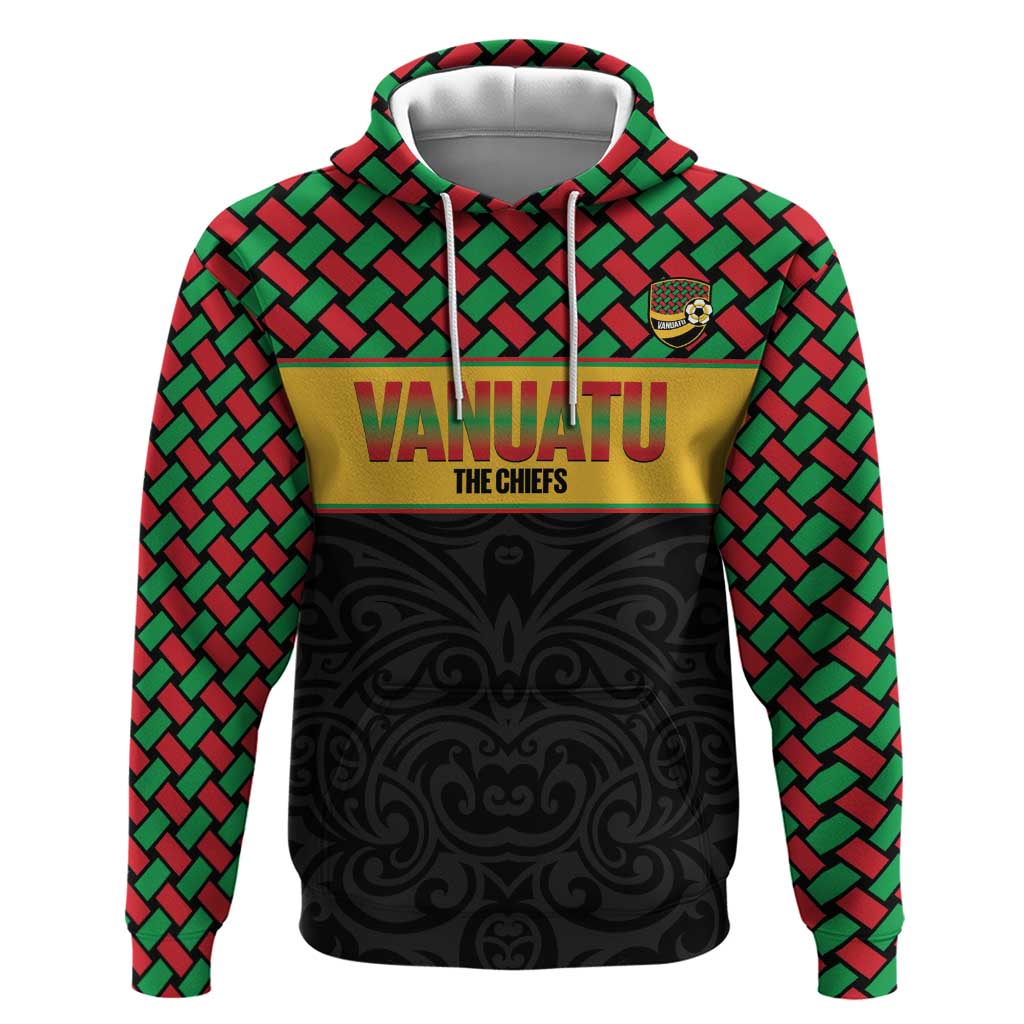 Vanuatu Football Custom Zip Hoodie Go Chiefs Basket-weave Pattern LT14 Pullover Hoodie Black - Polynesian Pride