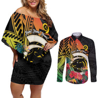 Vanuatu Boar Tusk Yumi Yumi Yumi Couples Matching Off Shoulder Short Dress and Long Sleeve Button Shirt Independens Dei Long God Yumi Stanap