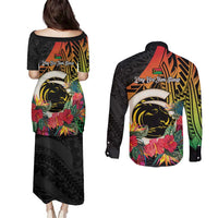 Vanuatu Boar Tusk Yumi Yumi Yumi Couples Matching Puletasi and Long Sleeve Button Shirt Independens Dei Long God Yumi Stanap