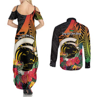 Vanuatu Boar Tusk Yumi Yumi Yumi Couples Matching Summer Maxi Dress and Long Sleeve Button Shirt Independens Dei Long God Yumi Stanap